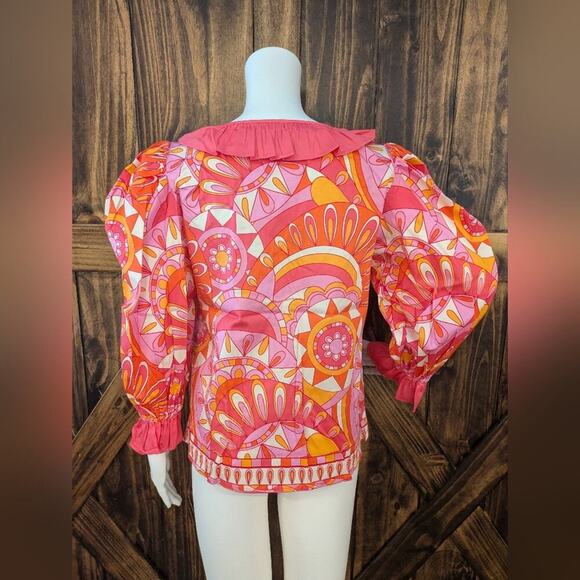 NWT Alden Adair womens medium blouse Groovy Baby Jean top - Picture 4 of 5